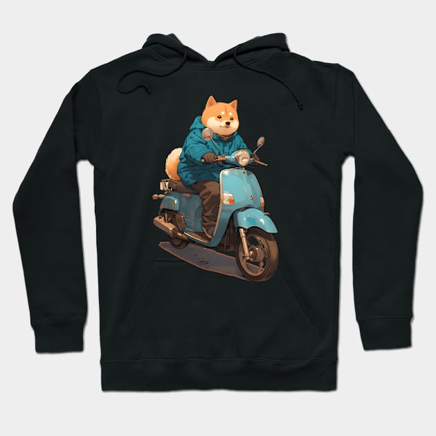 Cool dog riding motorbike Hoodie by AestheticsArt81